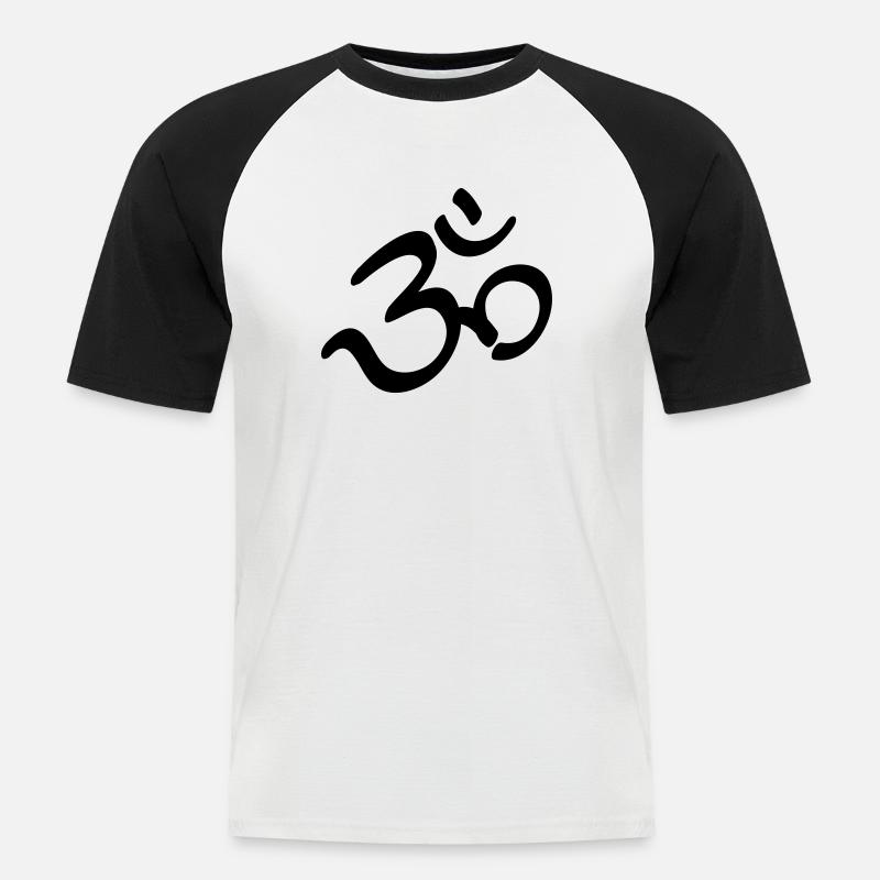 Devanagari Om - Männer Baseball-T-Shirt - Weiß/Schwarz