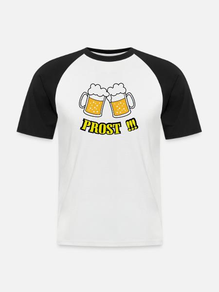 bier_prost - Männer Baseball-T-Shirt - Weiß/Schwarz