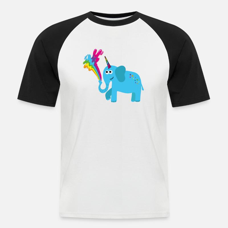 elefant mit einhorn,bunt,elefant,regenbogen,comic - Männer Baseball-T-Shirt - Weiß/Schwarz