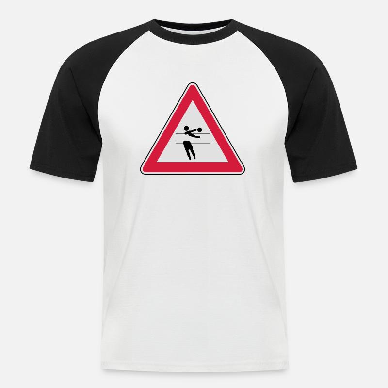 Achtung, Volleyball wird gespielt! - Männer Baseball-T-Shirt - Weiß/Schwarz