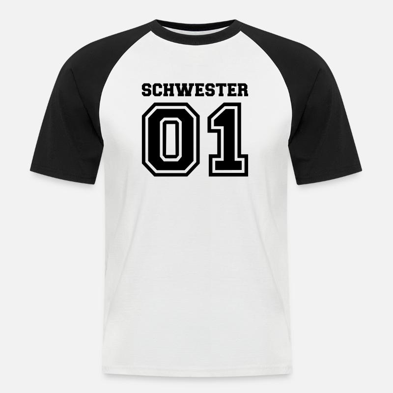Schwester - Männer Baseball-T-Shirt - Weiß/Schwarz