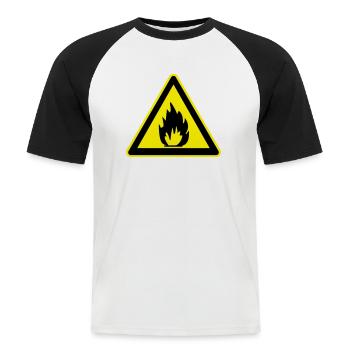 inflammable sign - Men's Baseball T-Shirt - white/black - Front - Nik (191cm)