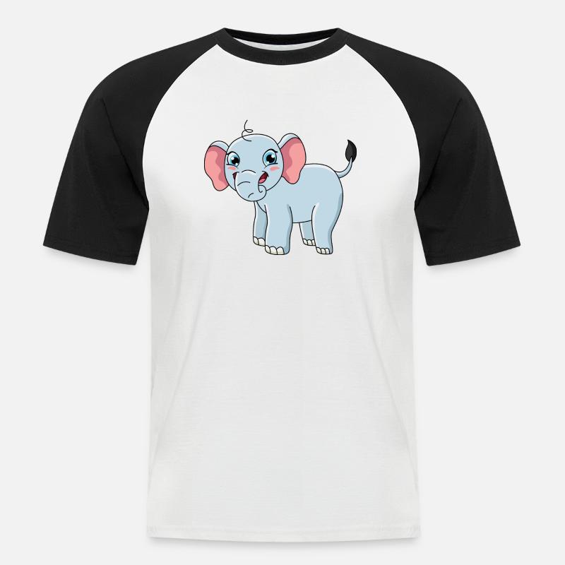 Elefant - Männer Baseball-T-Shirt - Weiß/Schwarz