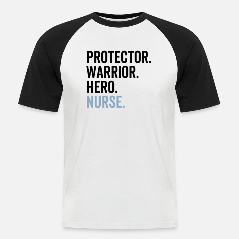 Protector Krieger Held Krankenschwester - Männer Baseball-T-Shirt - Weiß/Schwarz