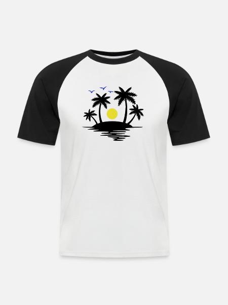 Insel Paradise - Männer Baseball-T-Shirt - Weiß/Schwarz
