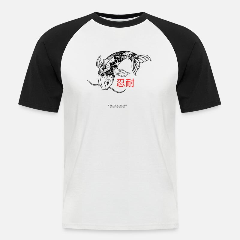 Walter & Wallis - Samurai 10 - Männer Baseball-T-Shirt - Weiß/Schwarz