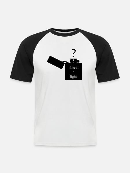Lighter - picture with lettering - Men's Baseball T-Shirt - white/black