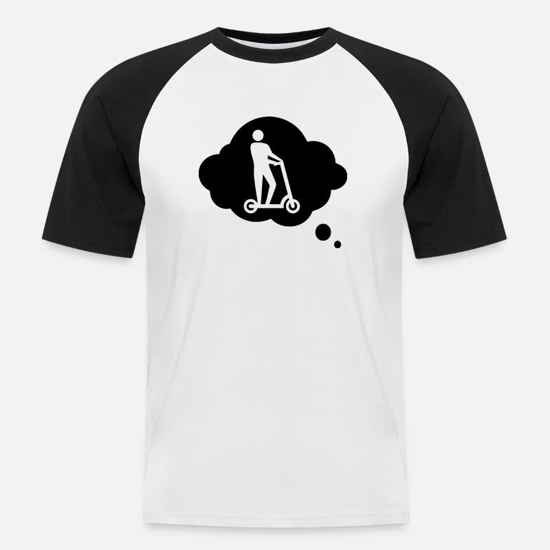 E-Scooter E-Roller Scooter - Männer Baseball-T-Shirt - Weiß/Schwarz