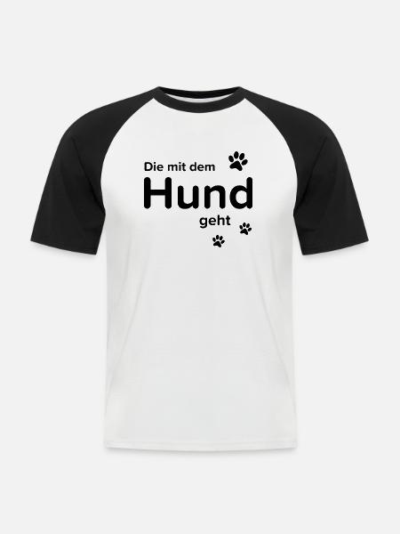Dog Hund - Männer Baseball-T-Shirt - Weiß/Schwarz