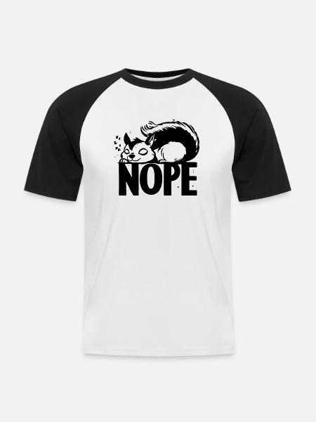 Nope Eichhörnchen Faulenzer Geschenkideen - Männer Baseball-T-Shirt - Weiß/Schwarz