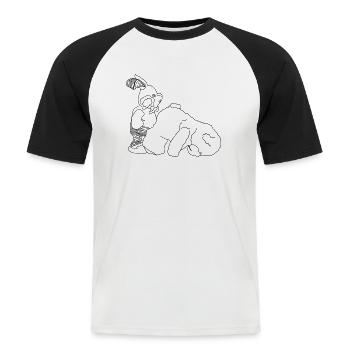 lapin ourson - T-shirt baseball manches courtes Homme - blanc/noir - Devant - Nik (191cm)