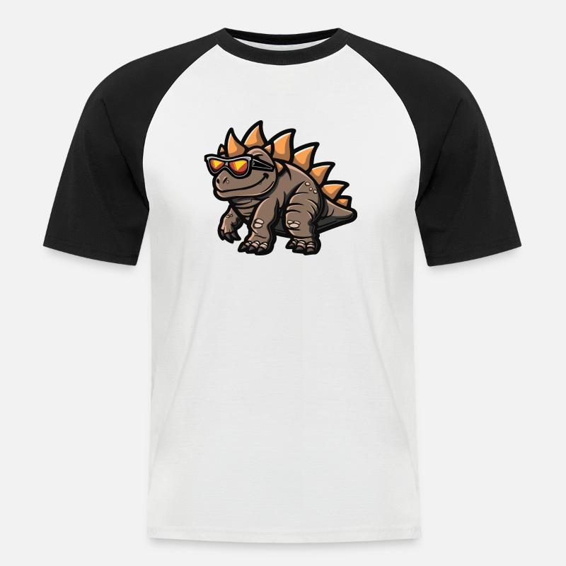 Dinosaurier stegosaurus Comic Cool - Männer Baseball-T-Shirt - Weiß/Schwarz
