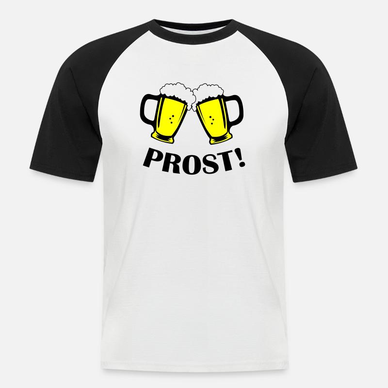 bier prost - Männer Baseball-T-Shirt - Weiß/Schwarz