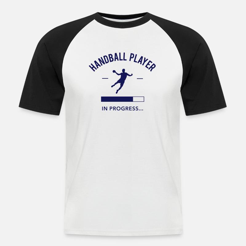 Handball player loading - Männer Baseball-T-Shirt - Weiß/Schwarz