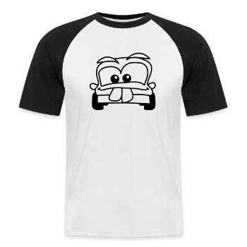 car - Männer Baseball-T-Shirt - Weiß/Schwarz - Vorne - Nik (191cm)