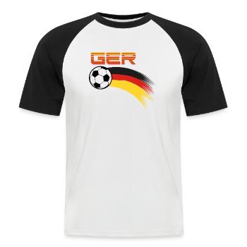 Fußball Deutschland Trikot Fanartikel Deutschland - Männer Baseball-T-Shirt - Weiß/Schwarz - Vorne - Nik (191cm)