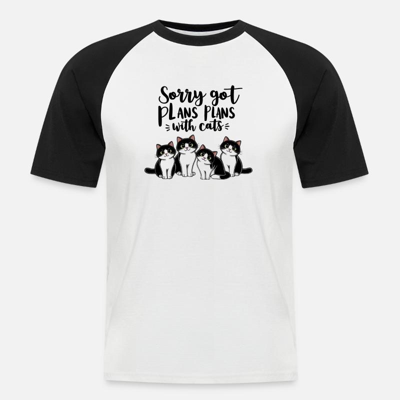 Cats with plans #2 - Männer Baseball-T-Shirt - Weiß/Schwarz
