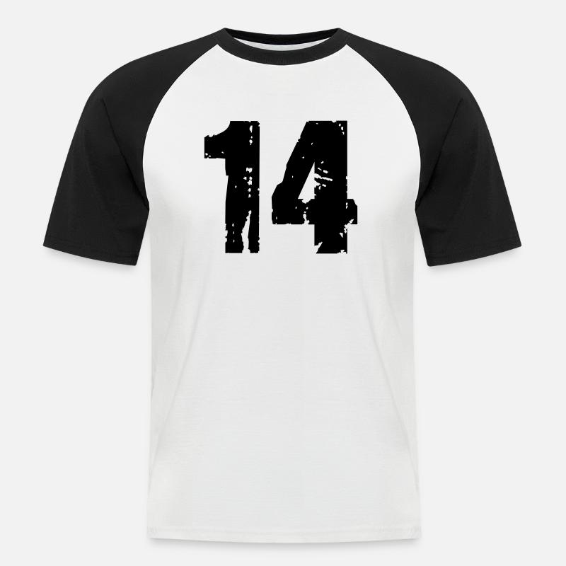 14 - Männer Baseball-T-Shirt - Weiß/Schwarz