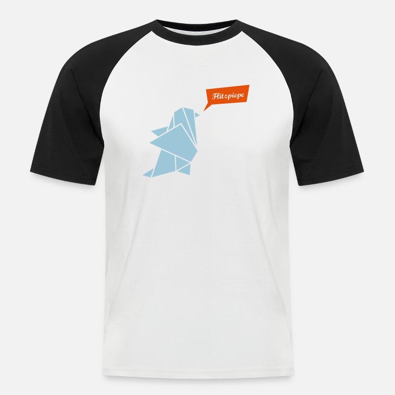 Pinguin Sprechblase - Männer Baseball-T-Shirt - Weiß/Schwarz