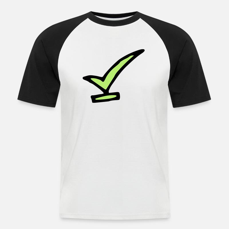 check - Männer Baseball-T-Shirt - Weiß/Schwarz