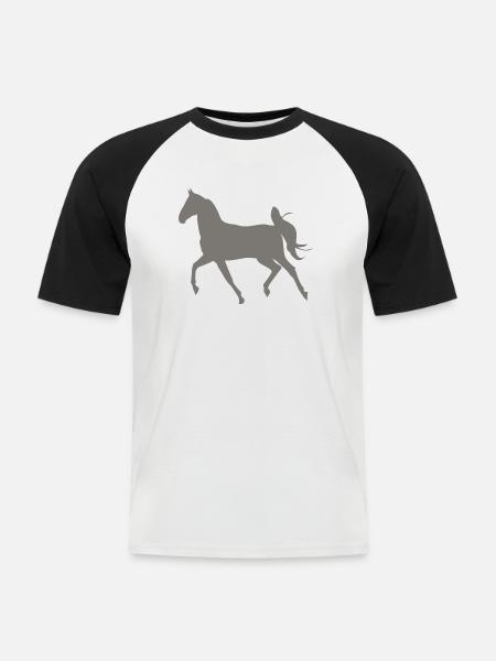 cheval - T-shirt baseball manches courtes Homme - blanc/noir