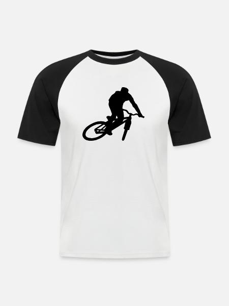 mountain bike mtb skid skidding - Men's Baseball T-Shirt - white/black