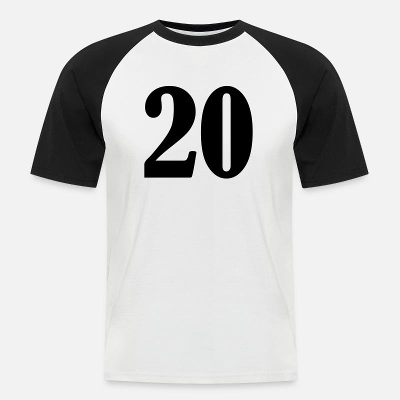 20 - Männer Baseball-T-Shirt - Weiß/Schwarz