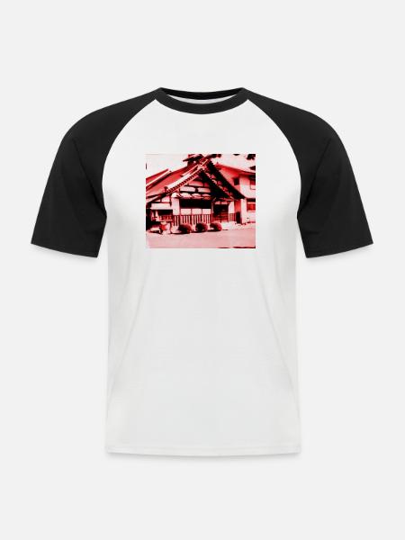 Tempel in Nara, Japan. - Männer Baseball-T-Shirt - Weiß/Schwarz