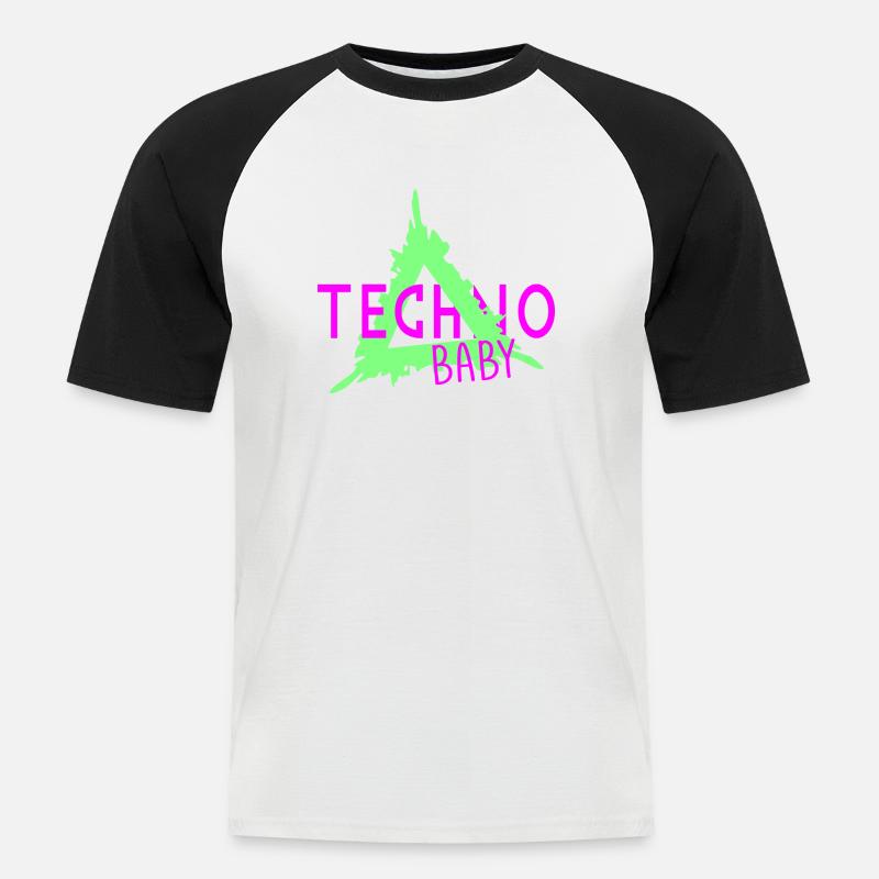 Techno-Baby - Männer Baseball-T-Shirt - Weiß/Schwarz