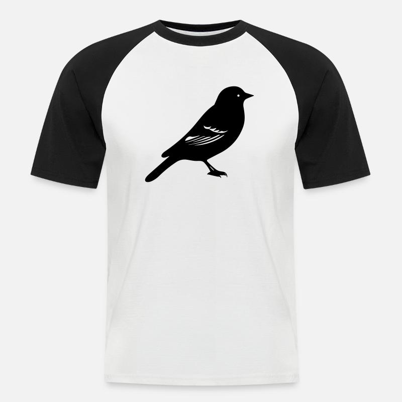 Vogel - Männer Baseball-T-Shirt - Weiß/Schwarz