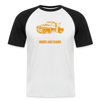 Hooks And Chains Excite Me Tow Truck Driver Trucki - Men's Baseball T-Shirt - white/black - Front - Nik (191cm)
