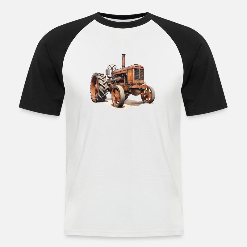 Technikgeschichte bei Traktoren - Männer Baseball-T-Shirt - Weiß/Schwarz