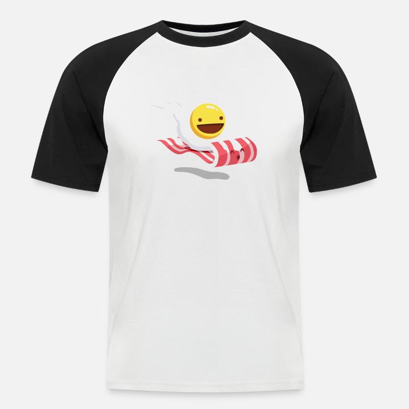 Egg Bacon Buddies - Männer Baseball-T-Shirt - Weiß/Schwarz