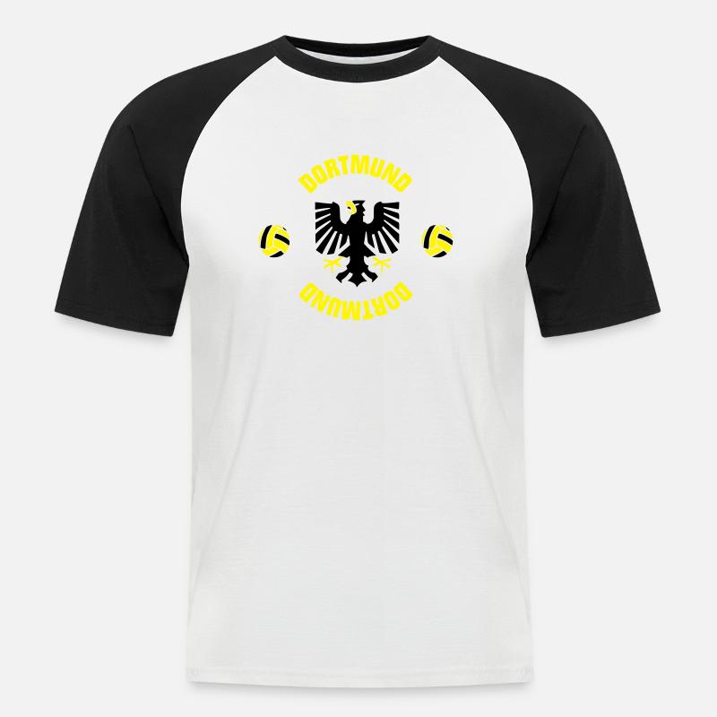 Dortmund (ID: 001013) - Männer Baseball-T-Shirt - Weiß/Schwarz