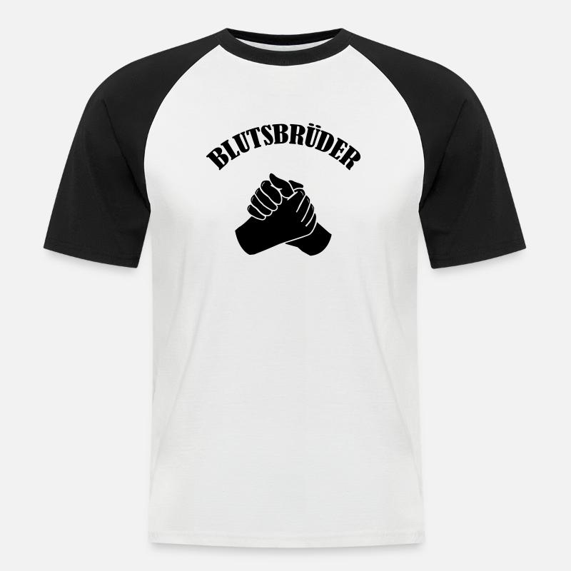 blutsbrueder_001 - Männer Baseball-T-Shirt - Weiß/Schwarz