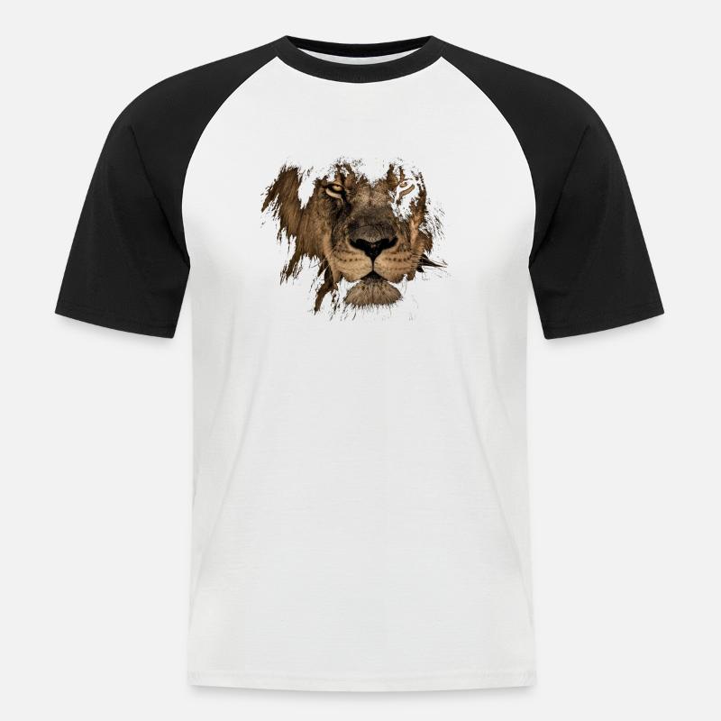 Löwe Designe, Sternzeichen, Lion - Männer Baseball-T-Shirt - Weiß/Schwarz
