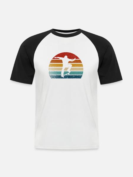 Skateboarder Skateboard Skate Skater Retro Skate - Kortærmet herre-baseballshirt - hvid/sort