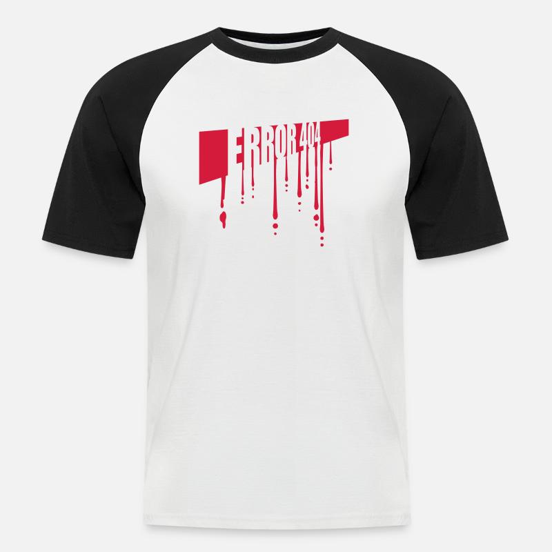 Blut Tropfen Error 404 - Männer Baseball-T-Shirt - Weiß/Schwarz