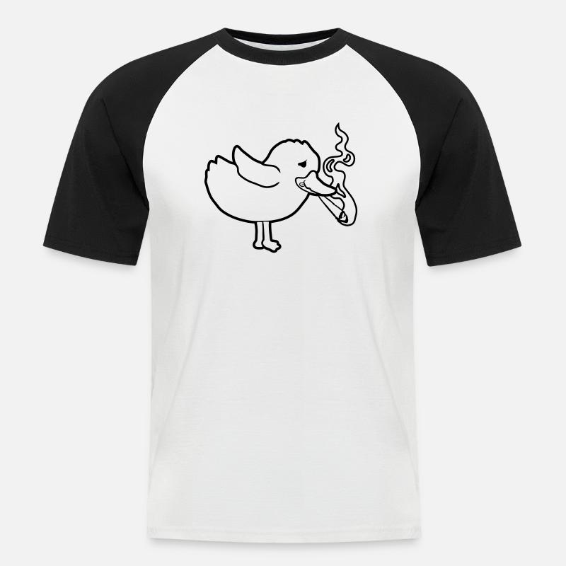Weed Joint kiffendes Küken - Männer Baseball-T-Shirt - Weiß/Schwarz