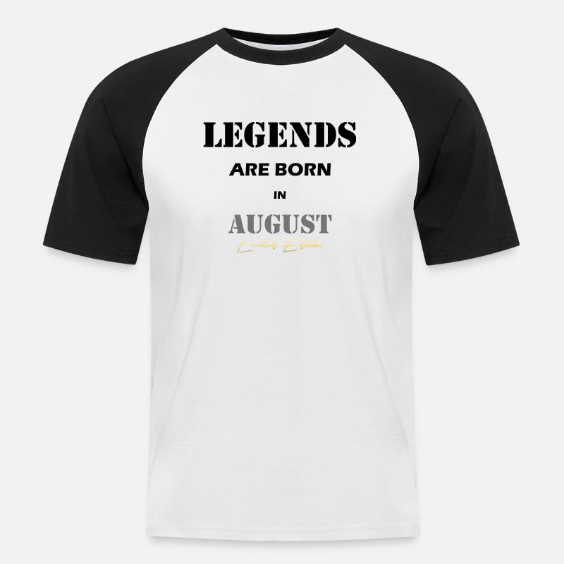 August Legends Geschenk black - Männer Baseball-T-Shirt - Weiß/Schwarz