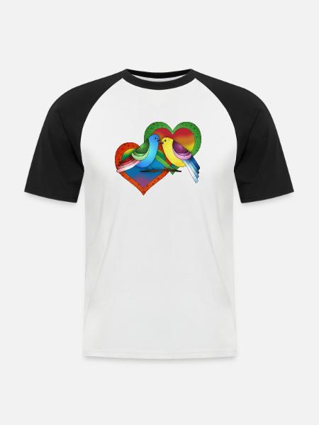 Vögel - Männer Baseball-T-Shirt - Weiß/Schwarz