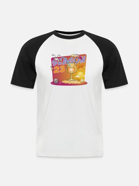 Die bunte Sommersaison 2023 - Männer Baseball-T-Shirt - Weiß/Schwarz