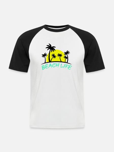 beach life - Men's Baseball T-Shirt - white/black
