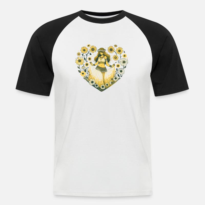 Danseuse orientale Daisy - T-shirt baseball manches courtes Homme - blanc/noir