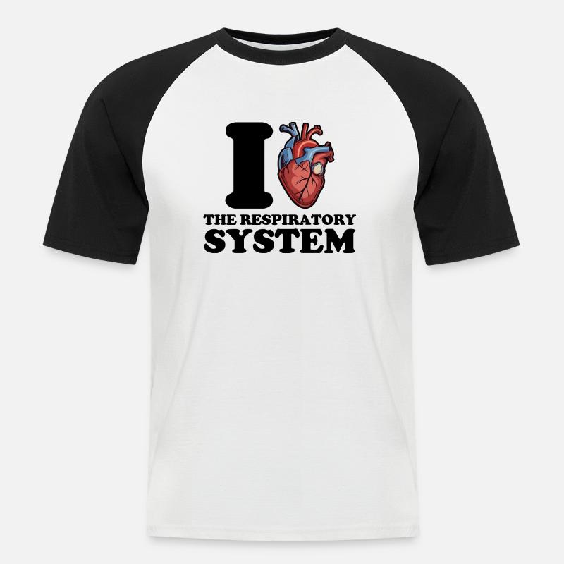 Ich liebe das Atmungssystem - Männer Baseball-T-Shirt - Weiß/Schwarz