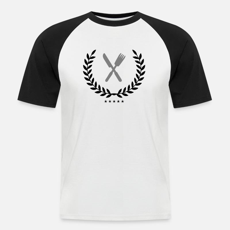 besteck wappen - Männer Baseball-T-Shirt - Weiß/Schwarz