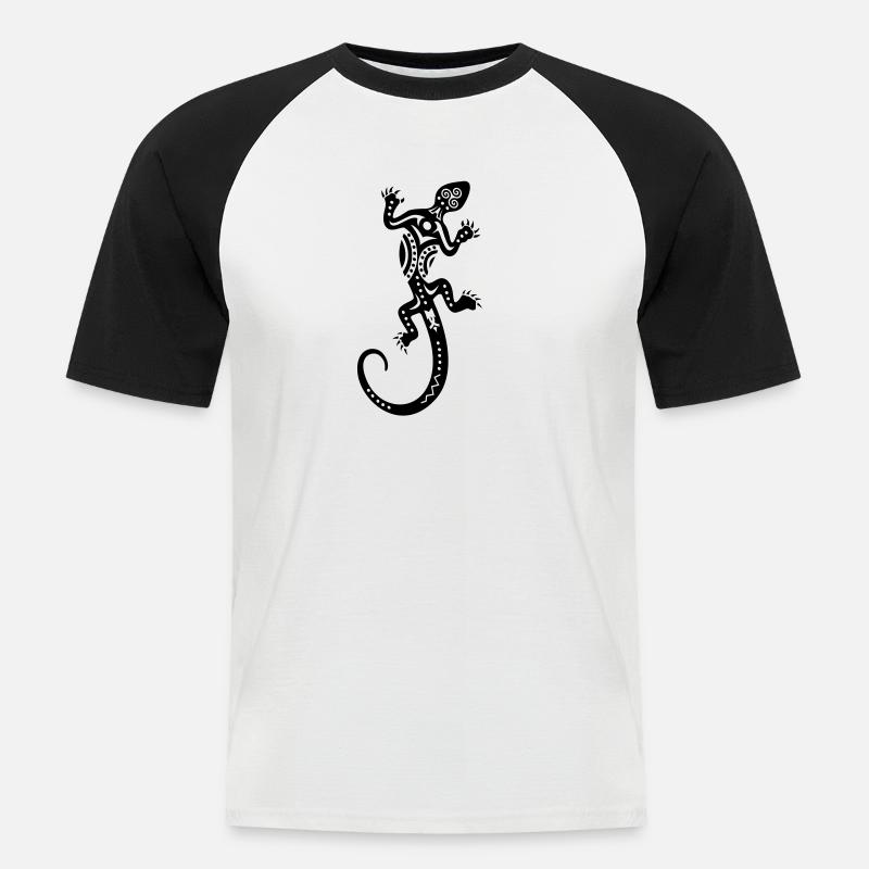 Eidechse - Männer Baseball-T-Shirt - Weiß/Schwarz