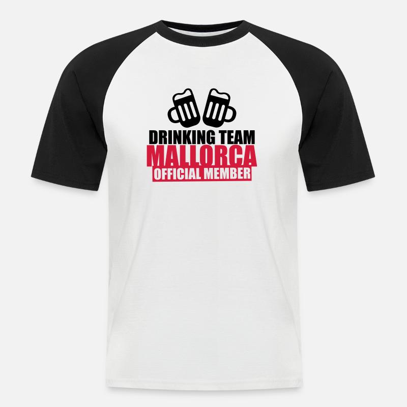 Drinking Team Mallorca - Männer Baseball-T-Shirt - Weiß/Schwarz