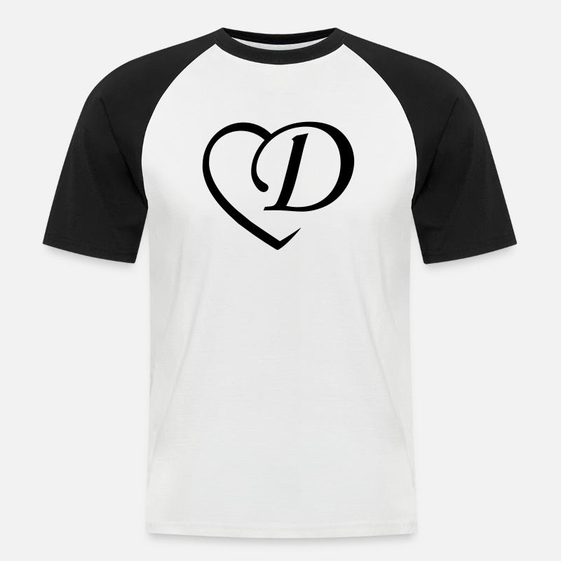 Liebe Buchstabe D - Männer Baseball-T-Shirt - Weiß/Schwarz