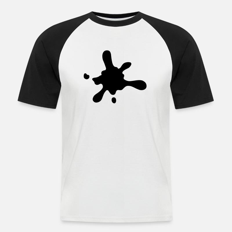 klecks_1 - Männer Baseball-T-Shirt - Weiß/Schwarz